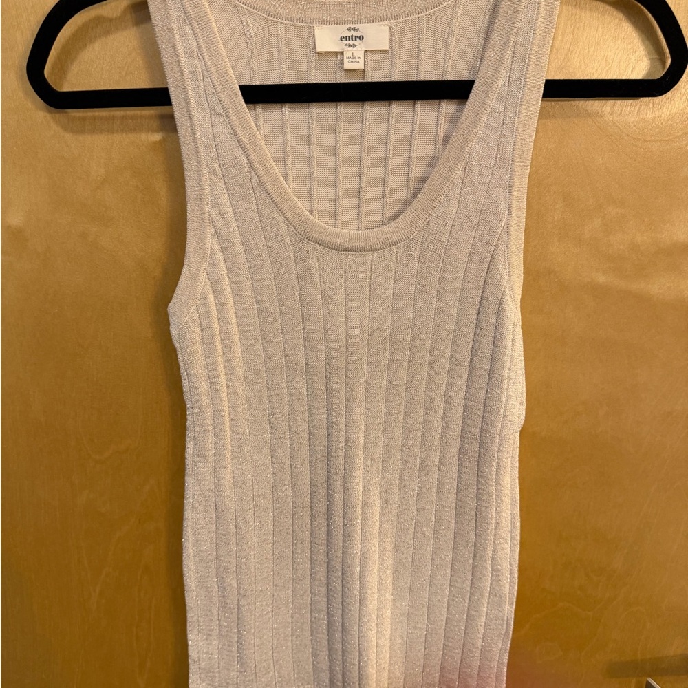 VICI Entro Gold/ Cream Ribbed Knit Top Size Large